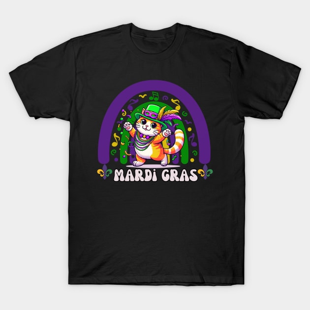 Mardi Gras Cat T-Shirt by Figurely creative